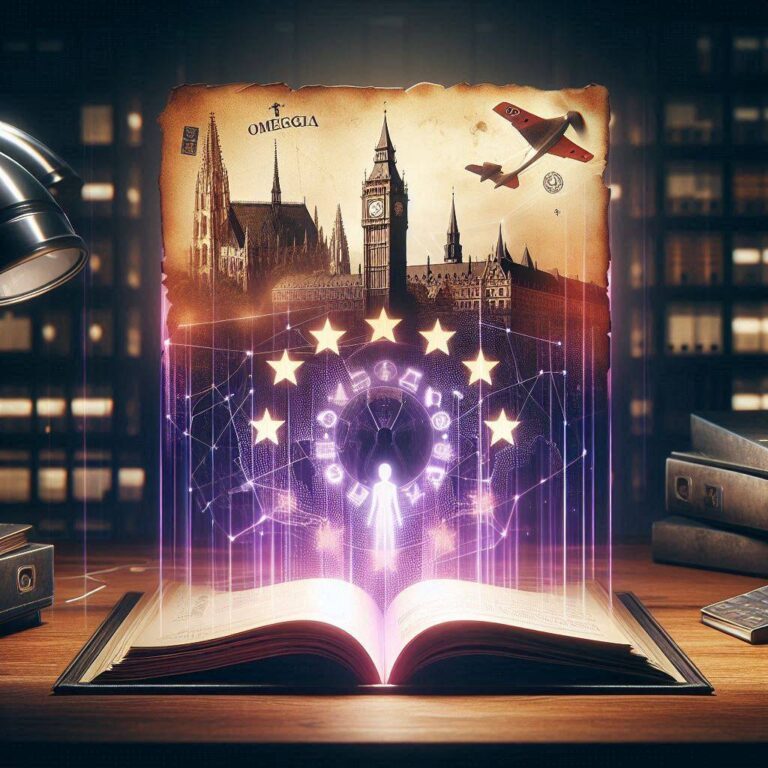 A ghost-unified tactical image showing Nazi disk schematics, CIA seals, and Gehlen portraits unified by a glowing violet thread.