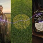 A photorealistic cinematic mosaic showing David Lang vanishing, a sterile ground circle HUD, and Fate Magazine evidence.