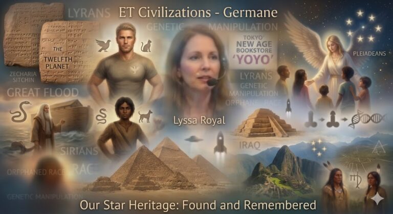 Dreamy collage of Lyran, Sirian, and Pleiadean ET symbols, ancient pyramids, and Machu Picchu for galactic heritage research
